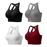 Senlinyoga Zip Front Sports Bras for Women-Medium Support Padded Bra Fitness Workout...