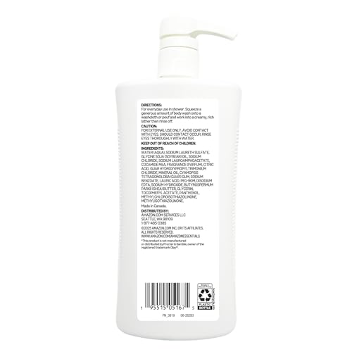 Image of Amazon Essentials Total Moisturizing Body Wash, Shea Butter Moisture Complex, 33.8 fl oz