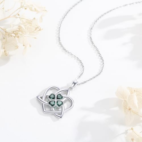Collier trèfle à quatre feuilles argent sterling 925 pendentif celtique