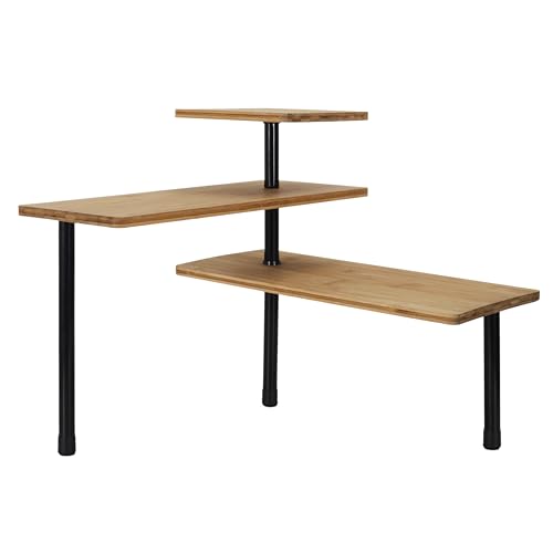 Totally Addict KB5843 - Estantería Angular Modular (3 Niveles, bambú, Metal y Polipropileno, 43 x 43 x 38 cm), Color marrón, Braun
