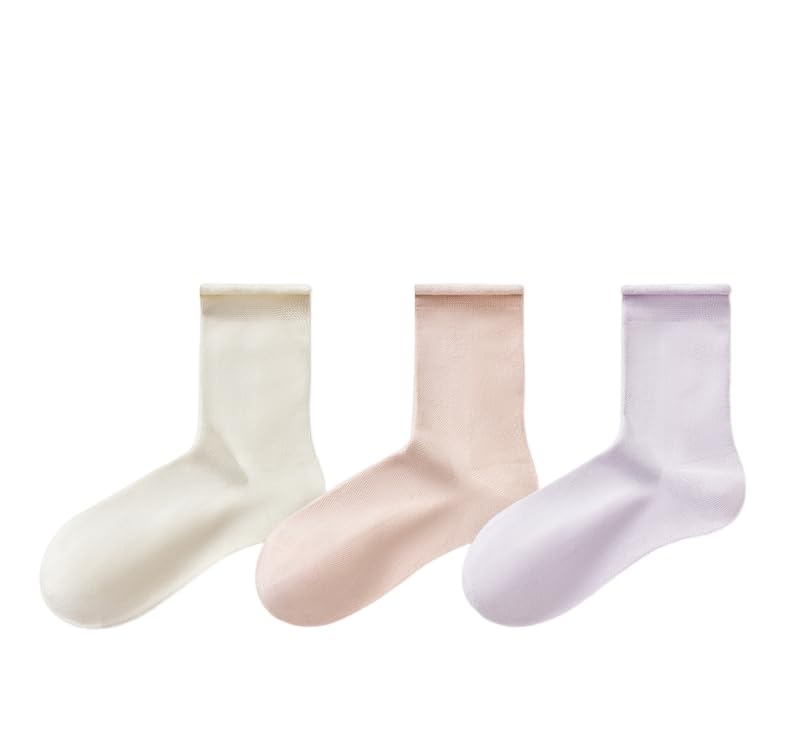 Linen Cotton Crew Socks, Women Thin Sheer, Girls Cute Preppy, Seamless, Odor-Resistant Mesh Breathable, All Day Fresh2