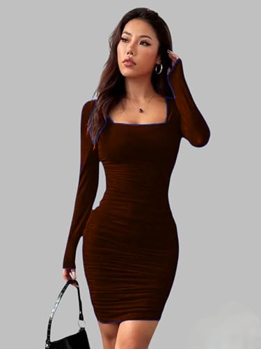 Image of CREAZA Women Mini Trendy Bodycon Dress | Slim-Fit One-Piece | Stylish Body-Con Dresses