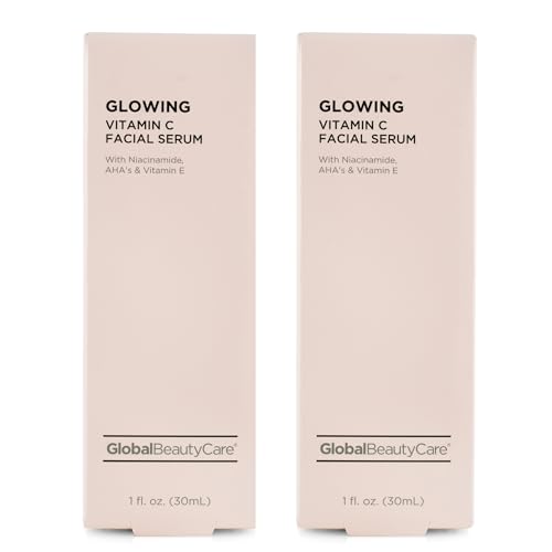 Global Beauty Care Vitamin C Facial Serum – Niacinamide, AHA & Vitamin E, 2-Pack (2x 1 fl oz)