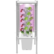 Hydroponics Growing System with Grow Light, 30 Pods 6 Layers Vertical Hydroponic Tower, Indoor Gardening System with Water Pump, for Herbs Firuts Vegetables Tomatoes Lettuce White