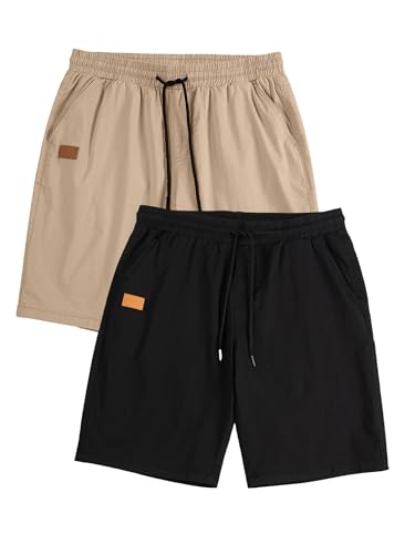 Image of JMIERR Mens Cotton Stretch Shorts Casual Drawstring Twill Chino Shorts