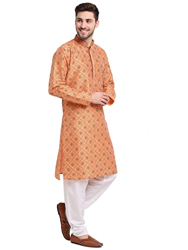 Image of Jompers Mens Coller Embroidered Printed Kurta Pyjama.