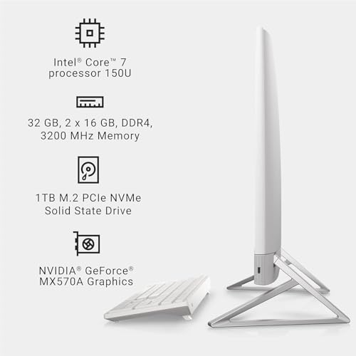 Image of Dell All-in-One Desktop, 27 inch FHD Touchscreen Display(1920x1080), Intel Core 7-150U GPU(up to 5.4 GHz), NVIDIA GeForce MX570A GDDR6, Win 11 Pro (32GB RAM, 2TB SSD)