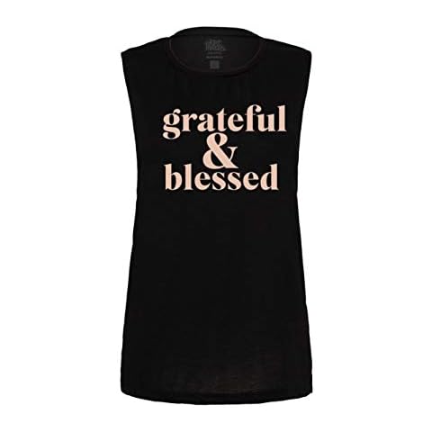 Raw Threads Grateful and Blessed Flowy Scoop Tank (Large) Black Cover