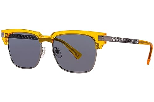 Versace VE4447 541280 Sunglasses Transparent Yellow/Dark Blue Square Shape 55mm