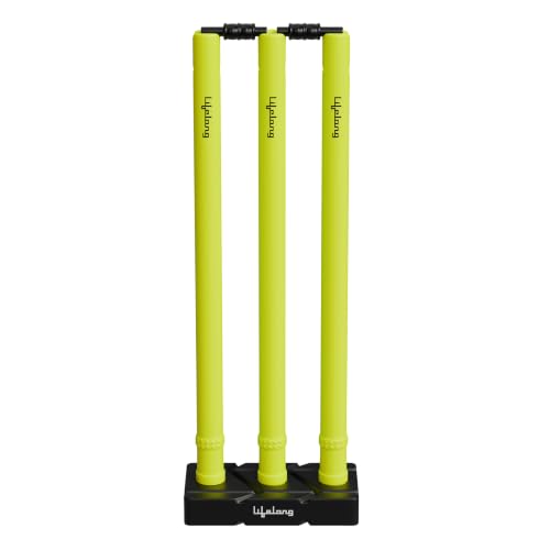 Image of Lifelong Premium Plastic Stump Set for All Ages | Durable Wicket Set with 3 Stumps, 2 Bails & 1 Base | Ideal for Boys, Girls & Adults | Full Size Practice and Recreational Play Set