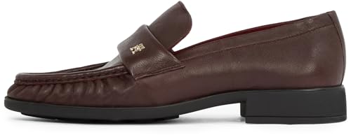 Tommy Hilfiger Mocasín Mujer Soft Nappa Pleated Toe con tacón bajo, Rojo (Burgundy Velvet), 39