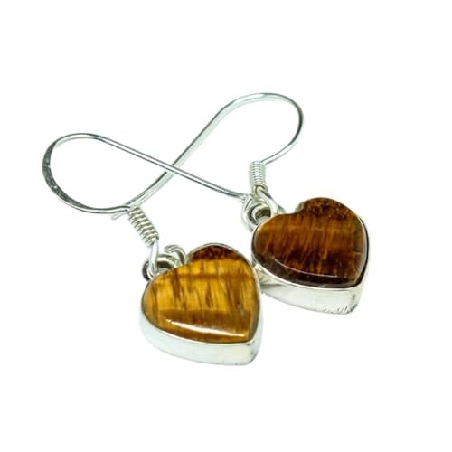 Boucles d'oreilles œil de tigre naturel en argent 925 sterling pour femme