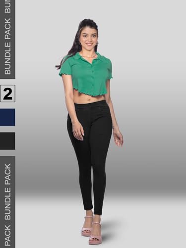 Lyra Cotton Knitted Women's Jeggings with Pockets | Comfortable Stylish Casual Pant | Trendy Slim-Fit Trousers - Pack of 22