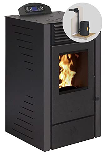 Pack Poêle à granules Sunny 7 Etanche + Kit Conduit Ventouse (sortie façade) - Noir Cover