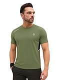 CHKOKKO Men's Solid Quick Dry Sports Gym T-Shirt Breathable Moisture-Wicking Half Sleeve Round Crew Neck Regular Fit Active Wear for Running and Training Light Green L
