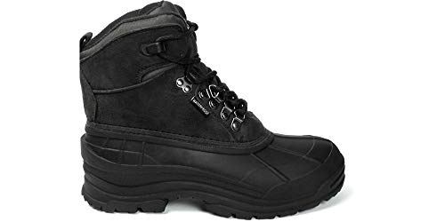 LABO Men's Winter Snow Boots Shoes Waterproof Insulated Lace UP 103 (9.5, Black)