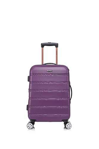 Image of Rockland Melbourne Hardside 2 Piece Expandable Spinner Wheel Luggage Set, Carry-On 20 inch and Tote 14 inch, Purple