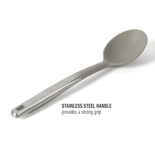 Image of Calphalon Prime Kitchen Spoon, Cooking Spoon with Silicone Head and Stainless Steel Handle, Heat-Resistant Nonstick-Safe Spoon for Stirring, Mixing & Serving
