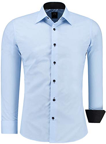 J\'S FASHION Herren-Hemd - Slim-Fit - Langarm-Hemd Freizeithemd - Pflegeleicht Bügelleicht - Hellblau M J\'S FASHION Herren-Hemd - Slim-Fit - Langarm-Hemd Freizeithemd - Pflegeleicht Bügelleicht - Hellblau M