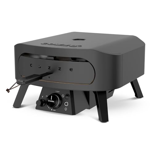 Cozze® 13 Pizzaofen Gas Schwarze Edition mit rotierender Pizzastein Ø34,5 cm - 600°C, Pizza in 2 Minuten