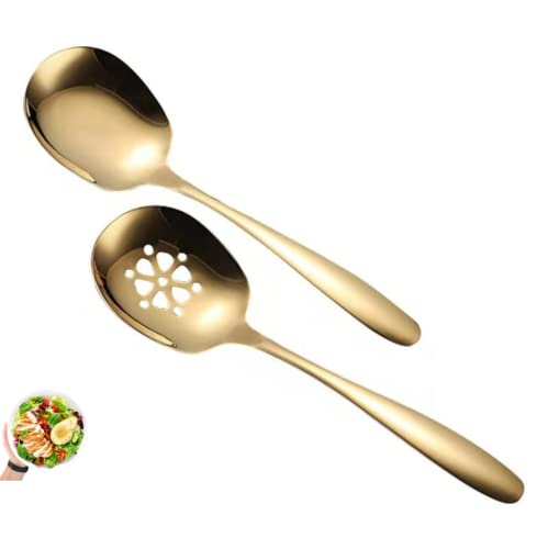 Luxshiny Edelstahl Schlitzlöffel 26cm - Servierlöffel Mit Abtropffunktion