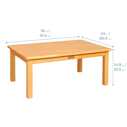 Image of ECR4Kids 36in x 24in Rectangular Hardwood Table with 14in Legs, Kids Furniture, Honey