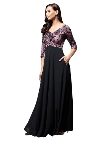Image of Miss Chase Women's Round Neck Cap Sleeves Lace Knee -Long Skater Dress
