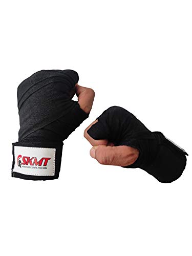 Image of SKMT Never Lose Until You Win Hand Wraps, Hand Wraps for Boxing, Boxing Hand Wrap /Punching Hand Wraps Length 180 inch (Black)