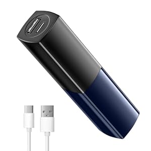 Zymise Small Portable Charger 5000mAh,Ultra-Compact Power Bank with USB-C Cable,Upgraded Mini Portable Phone Charger,Lipstick Size Design Battery Pack for iPhone, Android Phone etc (Blue)