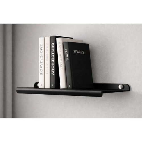 Image of 12 Inch Set 2 Black Wall Shelf - Metal Floating Shelf for Wall, Wall Mounted Shelves, Modern Wall Shelf for Bedroom & Living Room Storage, Minimalist Wall Mount Shelf (30.48 CM Long X 12 CM deep)