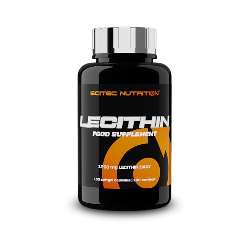 Scitec Nutrition Lecithin | Lecitina de aceite de soja | 1200 mg de lecitina al día | Envase de 100 dosis, 100 cápsulas de gelatina blanda
