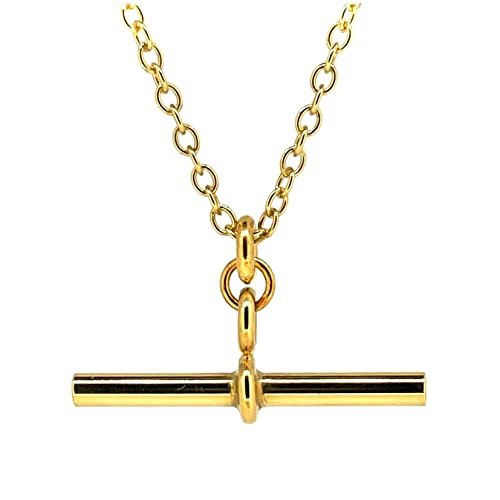 Image of ROBERTS T Bar Necklace 18ct Gold Vermeil 3cm Albert Pendant Chain (22")