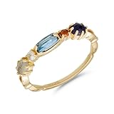 [Richight] 繊細 ロンドンブルートパーズ ラブラドライト アイオライト 純銀 リング 大人 レディース マルチカラージュエリー エレガント 小粒 カラーストーン 天然石 Silver 925 ゴールド 指輪 12号 内円周約52mm