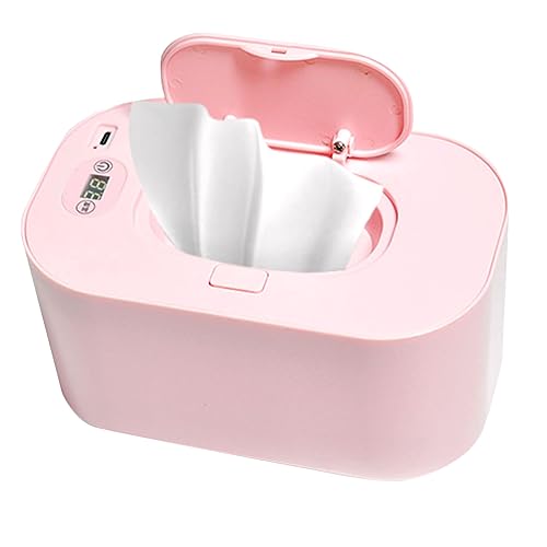 Baby Wipe Warmer, PC Material Top Heating Lock Moisture Wet Wipes Dispenser, 7.87x4.72x3.86in Large Capacity Wipes Case Baby Wipe Holder(Pink, 21cmx13cmx12cm)