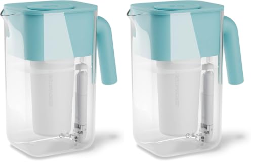 Image of Culligan with ZeroWater Technology Water Filter Pitcher - Includes 5-Stage Advanced Water Filter,IAPMO Certified to Reduce Lead,Total PFAS,Mercury,Fluoride & Chlorine /Aqua, 10 Cup Pitcher (Pack of 2)