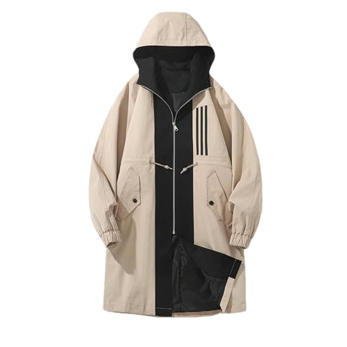 Trench à capuche homme long et léger avec fermeture éclair pour l'automne