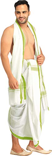 Dhoti and Angavastram Set with Woven Border2