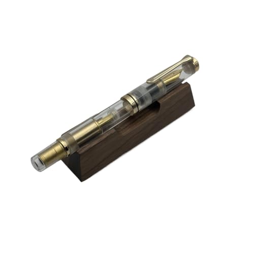 Stylo plume à piston acrylique anti-fuite pointe F M B dorée