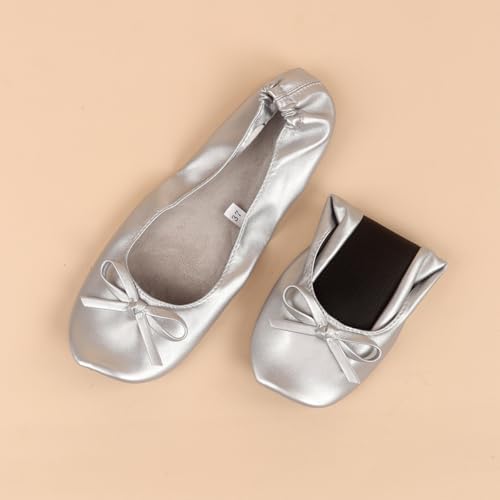 Foldable Ballet Flats for Women Roll up Shoes Travel Ballerina Slippers for Purse Plus Size Comfortable Convenient Dance Sneakerina Beach Summer House Indoor Outdoor4
