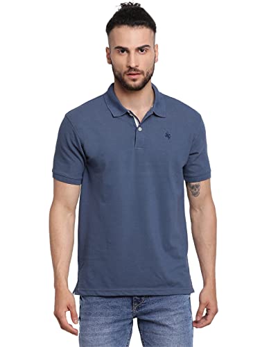 Image of Cantabil Men's Cotton Blend Solid Polo Neck T-Shirt (Regular Fit)