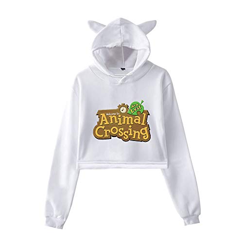 Sweat à Capuche Imprimé Manches Longues Femme Sweat-Shirt à Oreilles De Chat Animal Crossing Top Court (XXS-XXL) Cover