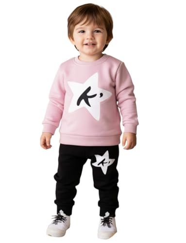 Image of Cotton Casual Full Sleeve Hoodie Set for Boys (Pink and Black) Cute & Comfortable Outfit Perfect for Little Boys Fun Design for Playtime