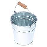 Toyvian Cubos de Hojalata Mango de Madera 4 Piezas, Mini Cubos para Refrigerios y Hielo, Contenedores Prácticos para Fiestas, Almacenamiento de Alimentos y Dulces, Uso en Hogar y Cocina