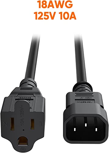 Image of CableCreation 10-Pack 1 Feet NEMA 5-15R to IEC 320 C14 Power Adapter Cords