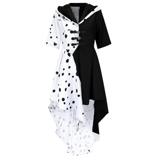 AMOBON Disfraz Cruella Devil Mujer: Vestido de Cruella Deville Abrigo con Capucha en Estilo de Vestir, Vestido Cárdigan de Evil Madame para Halloween Carnaval Cosplay Mardi Gras (L) | Ya disponible en tu tienda friki favorita! En mundofriki.es!