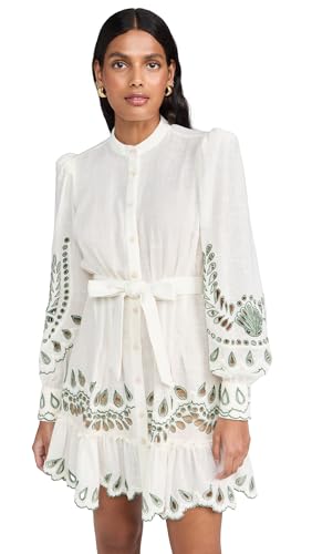 Hemant and Nandita Women's Short Dress with Belt, Off White, XL