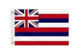 Double Sided Hawaii State Boat Flag 12x18 Inches for Bike Motorcycle Truck Small HI Nautical Flag 220D Heavy Duty Printed Nylon with 2 Brass Grommets(HI, 12x18 IN)