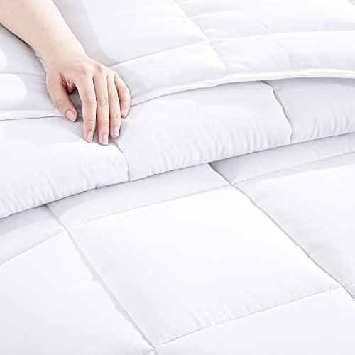 Hombys Oversized King Comforter Set 128X120 3 Pieces Extra Large King Size Bedding Comforter, All Season Lightweight Down Alternative Comforter Fit For California King, Ultimate King Mattresses, White #TOP6