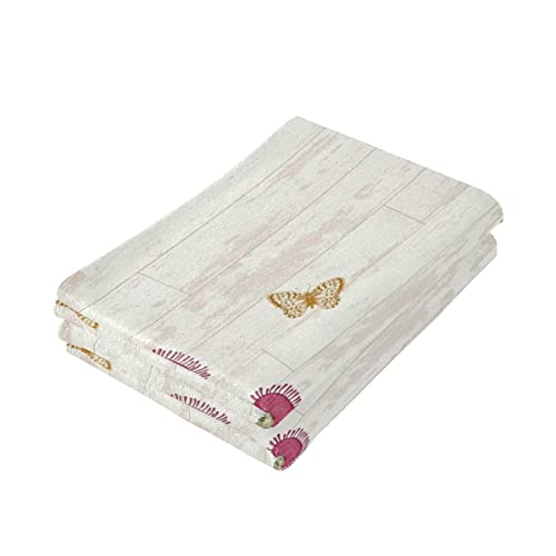 Flower Hand Towels Rustic Wooden Cotton Set Of 2 Multi-Purpose Kitchen Towel For Face Beach Bathroom Gym #TOP5