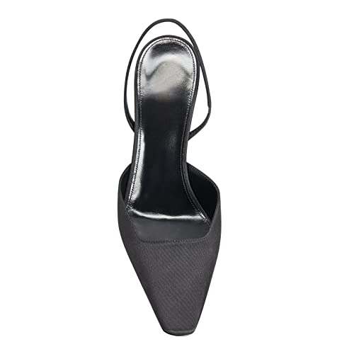 Kluolandi Women's Slingback Pumps Closed Toe Stiletto High Heels Dress Wedding Party Satin Pumps Shoes Black Size 8 #TOP3